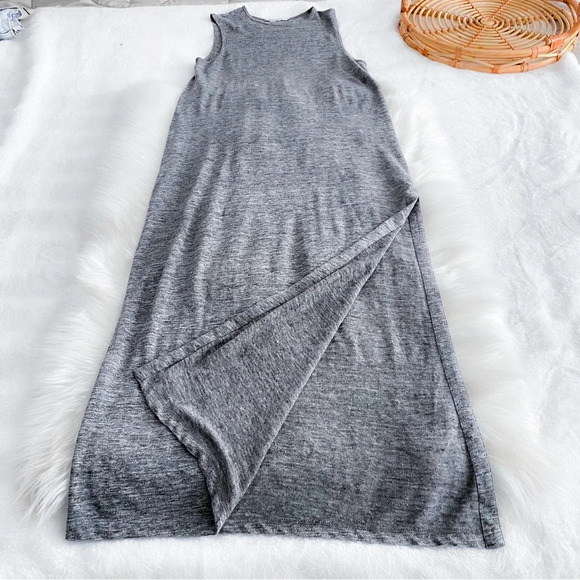 Alexander Wang Heather Linen Muscle Maxi Long Dress Gray Side Slit XS - Picture 8 of 15
